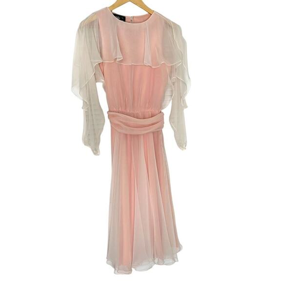 URSULA OF SWITZERLAND Dresses & Skirts - Vintage Ursula Of Switzerland Pink Prairie Dress Flowy Boho Cottagecore Size 6